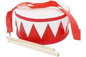 ENJOYAA Tambor para niños, instrumento musical de percusión para niños, con 2 baquetas, correa ajustable para niños, Año Nuevo, Navidad, Halloween, regalo de cumpleaños (rojo)