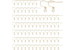 UNICRAFTALE 100 piezas de anzuelos de pesca resultados de ganchos para pendientes chapados en oro 18 K 316 ganchos para pendientes de acero inoxidable quirúrgico alambre para orejas con anillo