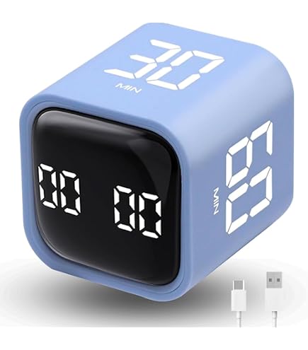 Minuteur Visuel Zilimontt à Capteur De Gravité - Écran LED, Rechargeable, Programmable Jusqu'à 60 Min - Pour Cuisine, étude, Sport, Réunion