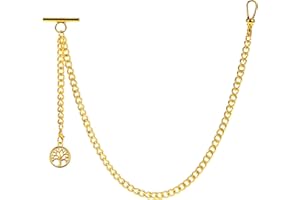 ZTA Herren Albert Kette Taschenuhr Kette Weste Kette mit Anhänger für Männer Lebensbaum T BAR FOB Charme