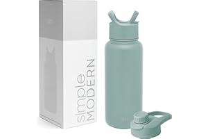 Simple Modern Butelka na wodę ze słomką i pokrywką izolowane próżniowo metalowe termosy ze stali nierdzewnej, wielokrotnego użytku, szczelna, bez BPA, do uprawiania sportu, siłowni, kolekcja Summit,