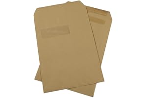 Q-Connect C4 Envelopes Window Basketweave Pocket Self Seal 115gsm Manilla (Pack of 250) , beige