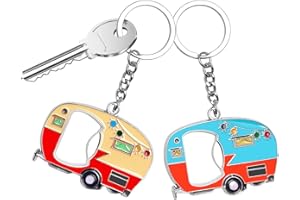 Apribottiglie Portachiavi, Domemit Apribottiglie Birra Divertenti, Unico Regalo Uomo Compleanno Utile, Portachiavi per Roulotte, Regali Papà, Regalo da Campeggio, Amanti del Camper - 2 Pezzi