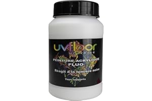 UV FLOOR UVFLOOR UV FLOOR - Peinture Acrylique Blanc Fluo - Spéciale Lumière Noire Et Ultra Violet - Flashy - Fluide Et Ultra Pigmentée - Fluorescent - 250ml