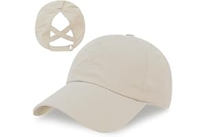 OUTFIT SPRING Baseball Cap for Women Ponytail Cap Criss Cross, Adjustable Quick Dry Ladies Ponytail Baseball Cap, Mesh Washed Casual High Messy Bun Ponycap Breathable Sun Hat for Summer Outdoor Sport