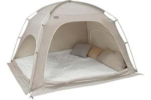 DDASUMI Stoff-Zelt für den Innenbereich, Privatsphäre, Spielzelt auf dem Bett für warmes und gemütliches Schlafzelt, bodenloses Zelt, Baumwoll-Zelt, S-PE-Stange, waschbare Zelte