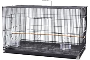HUOLE Vogelkäfig aus Metall mit Sitzstangen und Futterschalen, Voliere für Kanarien und Wellensittiche 75,5 * 45 * 45cm (schwarz)