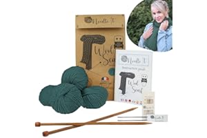 Needle It® - Kit completo para tejer lana principiantes - Bufanda de lana - Idea de regalo (Verde Fuerte)