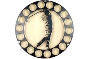 PERFK Présentoir de Balle de Golf, étui de Collection de Balles pour 18 Balles de Golf, Balle de Golf en Bois Support de Rangement Mural Suspendu Rond, Décoration de Maison Balle Golf Accessoire Cadeaux