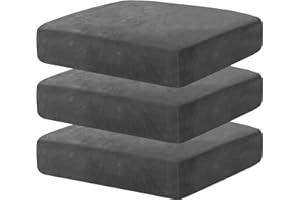 CHELZEN Velvet Sofa Seat Cushion Cover, Stretch Sofa Cushion Slipcovers, Couch Cushion Covers, Replacement for Individual Cushion Furniture Protector (1 Seater*3, Gray)