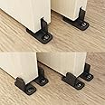 JUBEST Black Aluminum Floor Guide Sliding Barn Door Hardware Bypass Door Guide Set of 2