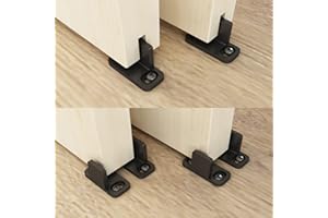 JUBEST Black Aluminum Floor Guide Sliding Barn Door Hardware Bypass Door Guide Set of 2