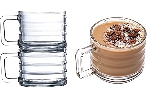 GOSOYO Gobelets empilables tasses à café, gobelets à thé avec poignée, tasses à thé pour le petit-déjeuner, gobelets empilables modernes avec poignée (250 cc/8,5 oz) (2 Pcs)
