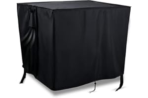 Onlyme Gas Fire Pit Cover Square, 33 Inch Waterproof,Windproof,420D Oxford Fabric Fire Pit Table Cover for Outdoor and Indoor - Black (84x84x61cm)