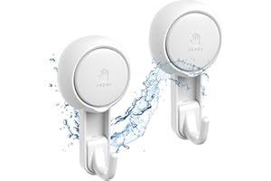 Marchpower Suction Hooks, Heavy Duty Hooks Hold up to 11LB, Reusable & Waterproof Transparent Shower Towel Hanger Kitchen Bathroom Hook for Loofah Wreath Bags Bathrobes - 2 Pack, White