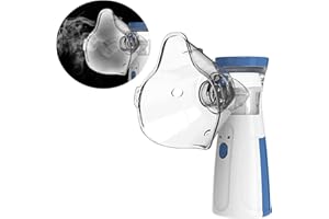 XQZMD Handheld Nebuliser Machine, Rechargeable Portable Nebulizer with Mouthpiece and 2 Masks for Adults & Kids (Blue)