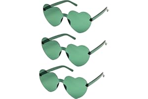 Bliceon 3 Pcs Heart Glasses, Pink Heart Shaped Sunglasses, Rimless Pink Sunglasses for Birthday Party, Beach Party