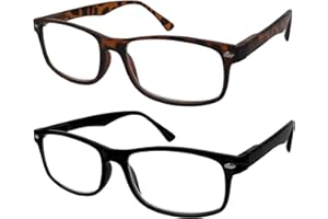 TBOC Gafas de Lectura Presbicia Vista Cansada - (Pack 2 Unidades) Graduadas +1.50 Dioptrías Montura de Pasta Marrón Carey y Negra Diseño Moda Hombre Mujer Unisex Lentes Aumento para Leer Ver de Cerca