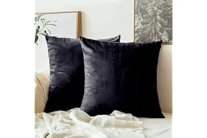 GENERIC AR Ware Velvet Cushion Covers 45 x 45 - Pack of 2 Square Throw Pillowcase for Sofa Bedroom Living room with invisible Zipper (18x18 inch, Black)