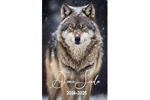 Diario Scuola 2024 2025 Lupo: Agenda scolastica giornaliera ragazza e ragazzo elementari medie | 2 Giorni per Pagina | Planner Scolastico da Settembre 2024 ad Agosto 2025 | Formato A5 | 215 Pagine