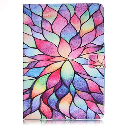 Samsung Galaxy Tab A 9.7 SM-T550 Hülle, DEENOR Bunt Malerei und Stilvoll Zeichnung Brieftasche Case Buch-Stil PU Leder Flip Protective Stand Tasche Schutzhülle Hülle für Samsung Galaxy Tab A 9.7 SM-T550. (Color Flowers) - 2