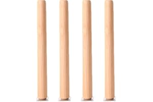 JIAOLUN123 4 Pieds pour Meubles en Bois Verticale Pattes De Remplacement de Table Basse Forme Ronde Jambes pour Canapé Meuble TV Table à Manger,avec Plaque de Montage et Vis(40cm)
