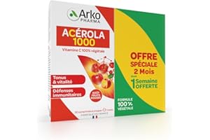 Arkopharma - lot de 2 boites Arkovital Acerola 1000 - gout fruits rouges - 60 Comprimés à Croquer