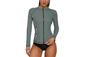 ATTRACO Chaleco de neopreno de manga larga con cremallera para mujer, camiseta UV degradada