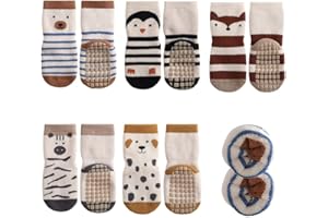 FedMois 5 paia calzini antiscivolo invernali termici in cotone bimbi bambini