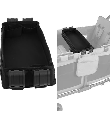 Stokke Stroller Snack Tray, Black - Cups, food and toys within reach - To attach, remove and clean - Adjustable angles