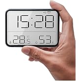 Dijital Mini Saat LCD Ultra İnce Mıknatıslı Buzdolabı saati Alarmlı Nem ve Sıcaklık G&ouml;stergeli 9x7cm