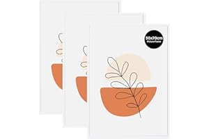 KAIWIN Pack of 3 Picture Frames 50 x 70 cm, White Picture Frame for Hanging with Poster, Poster Frame Used for Living Room, Bedroom | For Posters, Puzzles/Wooden 50x70cm Frame