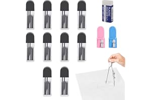 QEEROYO 100Pcs Compasso Ricariche, Mine Per Compasso, Compasso Ricariche di Ricambio, Ricambio Per Compasso Da 2mm, con 1 Gomma e 2 Temperamatite, per la Creazione di Disegni Matematici la Creazione del Legno