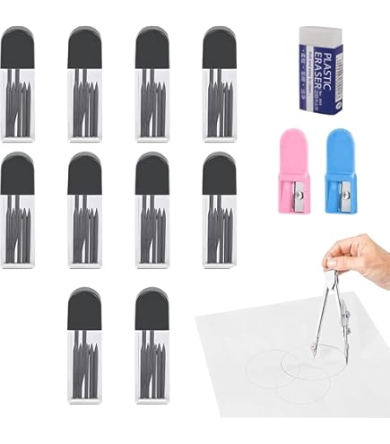 Set Bussola Matematica Con Mine Di Ricambio 2B - Include Gomme E Temperamatite - Foto 8