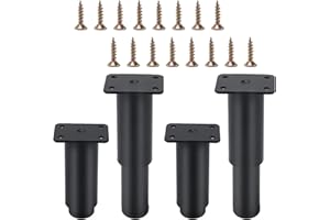 OUYANKA 4 Stück Möbelfüße Verstellbar 8-12 cm Metall Möbelbeine Ersatz Möbelfüße Schwarz 300KG Tragekraft Möbelfüsse aus Stahl mit Schrauben für Sofa Schrank Bett Tisch Lehrstuhl