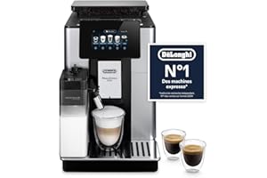 DE'LONGHI De’Longhi PrimaDonna Soul - Perfetto Machine à Café Automatique avec LatteCrema Mousseur à Lait Automatique, 18 Boissons en une Seule Touche, Écran Full-Touch, Argent et Noir (ECAM612.55.SB)
