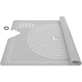 SUPER KITCHEN Silicone Baking Mat with Dough Cutter 28x20 inches | Non-stick Dough Mat, Non Slip Pastry Mat for Fondant, Past