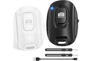 VYVIYON Bluetooth-Kameraauslöser für iOS & Android Smartphones – Wiederaufladbare Fernbedienung mit Selfie-Knopf für Fotos/Videos, inkl. Ladekabel & Handschlaufe (2er Pack)-Black&White