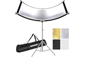 Neewer Riflettore Diffusore di Luce U-Type per Studio e Fotografia Situazione con Custodia di Trasporto, Riflettore Curvo Arclight 167x61cm in Nero/Bianco/Oro/Argento(Supporto di luce non incluso)