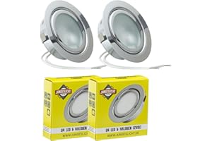 JungesLicht - Halogen Möbeleinbauleuchte 12V G4 20W, Bohrloch 55-60mm passend, Tiefe 23mm, Außen 73mm, Chrom (Leuchtmittel inklusive, LED geeignet), dimmbar, Möbelleuchte, Spiegelleuchte, 2 Stück