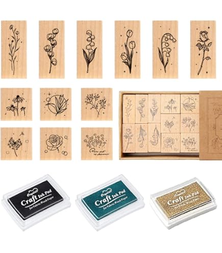 Namvo 16 Pcs Bois Caoutchouc Timbre Ensemble Moon&Star Décoratif En Bois Timbre Ensemble Univers Planète Timbre Pour DIY Artisanat Fabrication De Cartes Calendrier