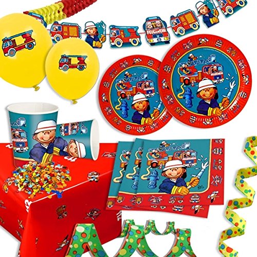 Deko Set für Feuerwehr-Kindergeburtstag kleine Kinder, 49-tlg. Mottoparty Set
