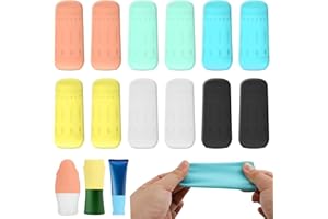 NOTOKE 12 Stück Auslaufsichere Silikon Hüllen für Reiseflaschen- Spülmaschinenfeste Flüssigkeitsdichte Deckel für Shampoo, Duschgel & Öle, Wiederverwendbare Reisebehälter-Abdeckung