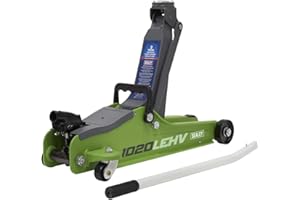 Sealey 2 Tonne Trolley Jack, Car Jack, Low Profile Short Chassis - High Visibility Green - 1020LEHV