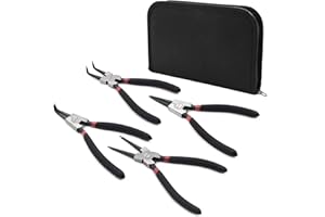 OhanaBeach®4tlg Sprengringzangen Seegeringzange Set 170mm Zange Gerade & Gebogen für Sicherungsring Innen/Außen.sprengringzangen set.sprengring set.sägeringzangen set.spreizzange.sicherungsringzangen