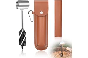yotutun Handbohrer Bushcraft, Manueller Schraubenschlüssel mit Lederhülle Outdoor Schlangenbohrer Holzbohrer Scotch Eye Auger Schnecke für Bushcraft Survival, Camping Stöpselbohrer