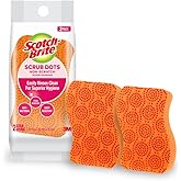 Scotch-Brite Scrub Dots, Non-Scratch Sponge Suitable for Glassware, Ceramics and Non-Stick, plastic and copper utensils, rins
