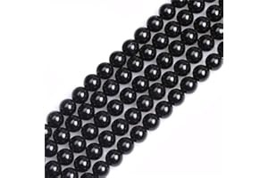 GEM-INSIDE CREATE YOUR OWN FASHION GEM-Inside Natural 6mm Black Tourmaline Round Gemstone Semi Precious Loose Beads for Jewellery Making 15''