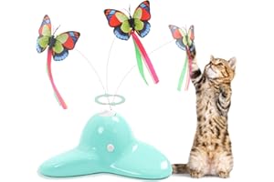 Suhaco Giocattoli per Gatti Giocattolo Rotante del Gattino della Farfalla Elettrica Giocattolo Interattivo per Gatti Divertente Gioco Farfalla Automatica (Verde)