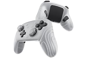 PlayVital Cover per Nintendo Switch 2 Pro Controller, Custodia Silicone Protettiva con Copri Tasti Posteriori e Gommini, Accessori Antiscivolo Antiurto, Samurai-Trasparente Bianco